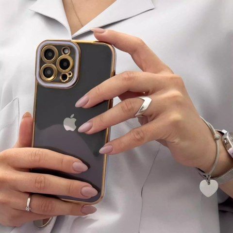 Apple Fashion Case etui do iPhone 12 Pro żelowy pokrowiec ze złotą ramką fioletowy Apple Fashion Case etui do iPhone 12 Pro żelowy pokrowiec ze złotą ramką fioletowy