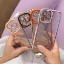 Apple Fashion Case etui do iPhone 12 Pro żelowy pokrowiec ze złotą ramką fioletowy