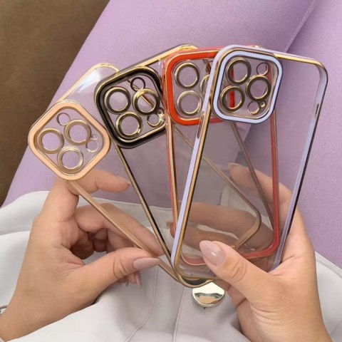 Apple Fashion Case etui do iPhone 12 Pro żelowy pokrowiec ze złotą ramką fioletowy Apple Fashion Case etui do iPhone 12 Pro żelowy pokrowiec ze złotą ramką fioletowy