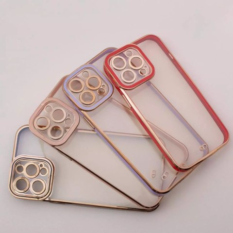 Apple Fashion Case etui do iPhone 12 Pro żelowy pokrowiec ze złotą ramką fioletowy Apple Fashion Case etui do iPhone 12 Pro żelowy pokrowiec ze złotą ramką fioletowy