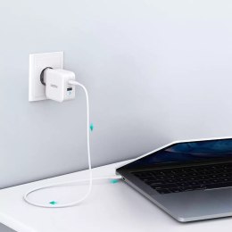 Choetech Choetech szybka ładowarka sieciowa GaN USB Typ C PD USB-A QC3.0 65W 3,25A biały (PD8002)