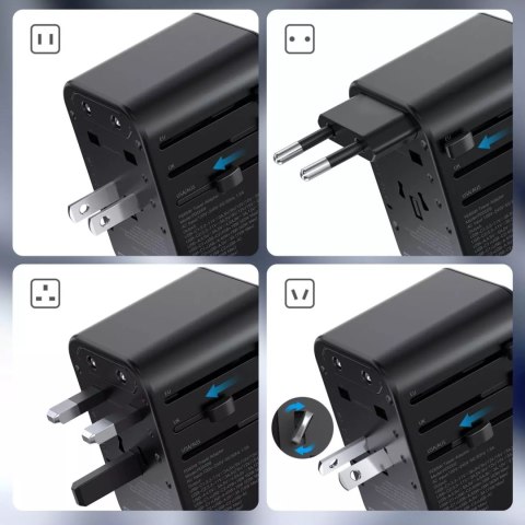 Choetech Choetech szybka uniwersalna ładowarka sieciowa podróżna GaN 2 x USB Typ C / USB 65W Power Delivery czarny (PD5009-BK) Choetech Choetech szybka uniwersalna ładowarka sieciowa podróżna GaN 2 x USB Typ C / USB 65W Power Delivery czarny (PD5009-BK)