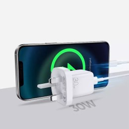 Joyroom Joyroom ładowarka sieciowa USB Typ C / USB 30W Power Delivery Quick Charge 4,5A (wtyczka UK) biały (L-QP303)