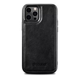 ICarer ICarer Leather Oil Wax etui pokryte naturalną skórą do iPhone 12 Pro Max czarny (ALI1206-BK)