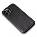 ICarer ICarer Leather Oil Wax etui pokryte naturalną skórą do iPhone 12 Pro Max czarny (ALI1206-BK)