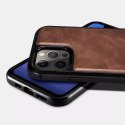 ICarer ICarer Leather Oil Wax etui pokryte naturalną skórą do iPhone 12 Pro Max czarny (ALI1206-BK)
