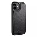 ICarer ICarer Leather Oil Wax etui pokryte naturalną skórą do iPhone 12 mini czarny (ALI1204-BK)