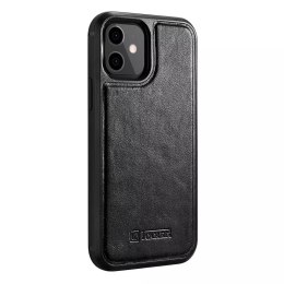 ICarer ICarer Leather Oil Wax etui pokryte naturalną skórą do iPhone 12 mini czarny (ALI1204-BK)