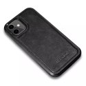 ICarer ICarer Leather Oil Wax etui pokryte naturalną skórą do iPhone 12 mini czarny (ALI1204-BK)