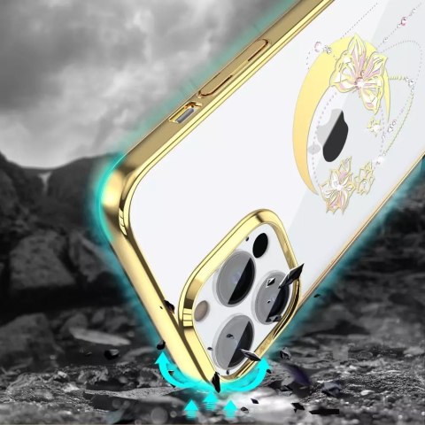 Kingxbar Kingxbar Moon Series luksusowe etui z Kryształami Swarovskiego na iPhone 13 Pro złoty (Butterfly) Kingxbar Kingxbar Moon Series luksusowe etui z Kryształami Swarovskiego na iPhone 13 Pro złoty (Butterfly)