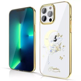 Kingxbar Kingxbar Moon Series luksusowe etui z Kryształami Swarovskiego na iPhone 13 Pro złoty (Flower)