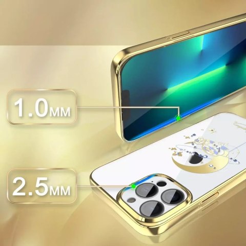 Kingxbar Kingxbar Moon Series luksusowe etui z Kryształami Swarovskiego na iPhone 13 Pro złoty (Flower) Kingxbar Kingxbar Moon Series luksusowe etui z Kryształami Swarovskiego na iPhone 13 Pro złoty (Flower)