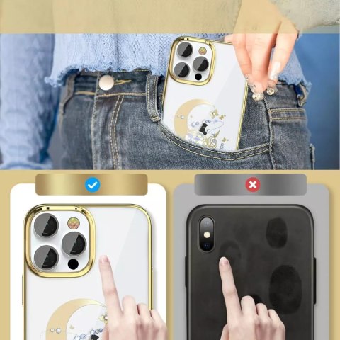 Kingxbar Kingxbar Moon Series luksusowe etui z Kryształami Swarovskiego na iPhone 13 Pro złoty (Flower) Kingxbar Kingxbar Moon Series luksusowe etui z Kryształami Swarovskiego na iPhone 13 Pro złoty (Flower)