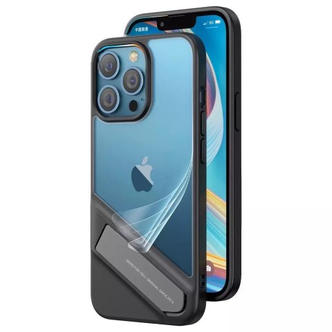 UGreen Ugreen Fusion Kickstand Case sztywne etui z żelową ramką i podstawką do iPhone 13 Pro czarny (90153) UGreen Ugreen Fusion Kickstand Case sztywne etui z żelową ramką i podstawką do iPhone 13 Pro czarny (90153)