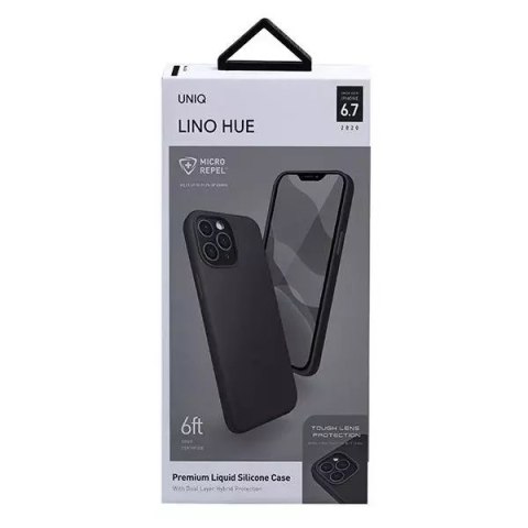 UNIQ UNIQ etui Lino Hue iPhone 12 Pro Max 6,7" czarny/ink black Antimicrobial UNIQ UNIQ etui Lino Hue iPhone 12 Pro Max 6,7" czarny/ink black Antimicrobial