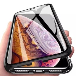 Wozinsky Wozinsky Full Magnetic Case magnetyczne etui 360 pokrowiec na przód i tył z wbudowanym szkłem iPhone 12 Pro Max czarno-przezrocz