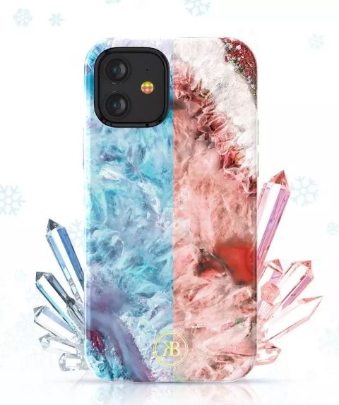 Kingxbar Kingxbar Agate Series eleganckie etui pokrowiec z nadrukiem agat iPhone 12 mini zielony Kingxbar Kingxbar Agate Series eleganckie etui pokrowiec z nadrukiem agat iPhone 12 mini zielony