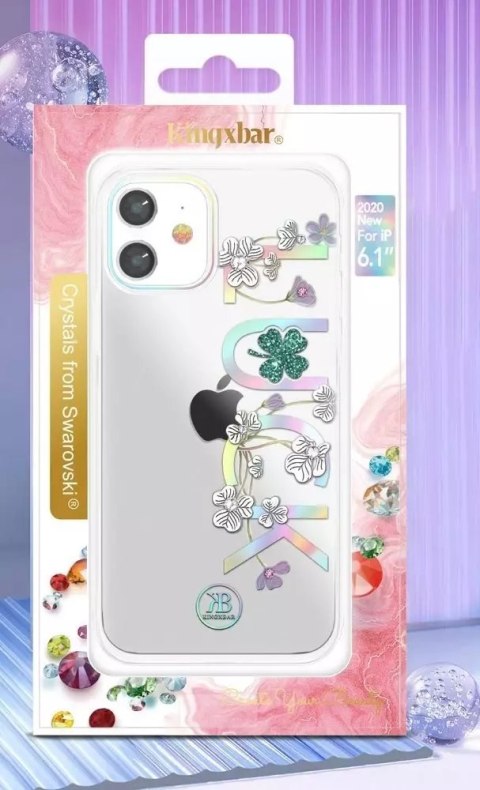 Kingxbar Kingxbar Lucky Series etui ozdobione oryginalnymi Kryształami Swarovskiego iPhone 12 mini przezroczysty (Clover) Kingxbar Kingxbar Lucky Series etui ozdobione oryginalnymi Kryształami Swarovskiego iPhone 12 mini przezroczysty (Clover)