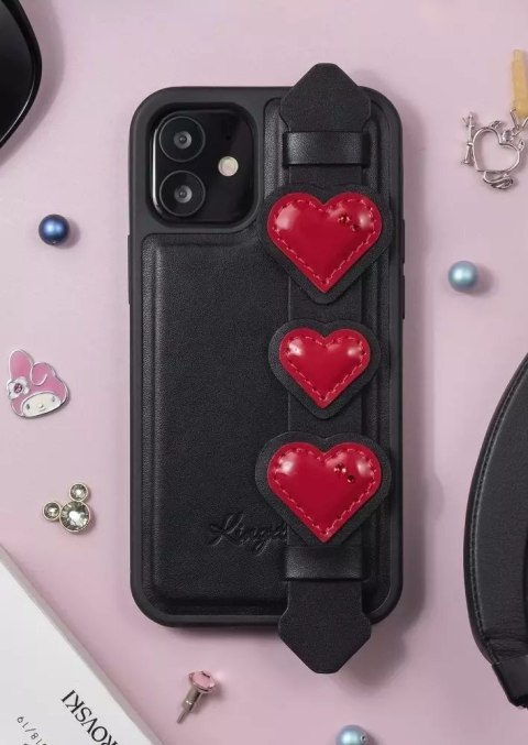 Kingxbar Kingxbar Sweet Series żelowe etui ozdobione oryginalnymi Kryształami Swarovskiego z podstawką iPhone 12 mini czarny Kingxbar Kingxbar Sweet Series żelowe etui ozdobione oryginalnymi Kryształami Swarovskiego z podstawką iPhone 12 mini czarny