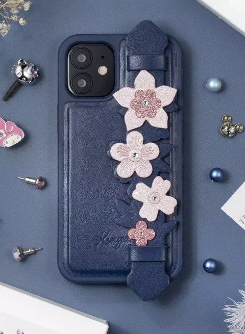 Kingxbar Kingxbar Sweet Series żelowe etui ozdobione oryginalnymi Kryształami Swarovskiego z podstawką iPhone 12 mini niebieski Kingxbar Kingxbar Sweet Series żelowe etui ozdobione oryginalnymi Kryształami Swarovskiego z podstawką iPhone 12 mini niebieski