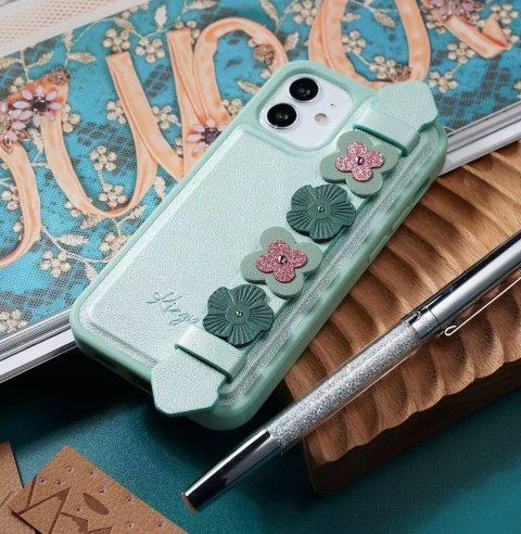 Kingxbar Kingxbar Sweet Series żelowe etui ozdobione oryginalnymi Kryształami Swarovskiego z podstawką iPhone 12 mini niebieski Kingxbar Kingxbar Sweet Series żelowe etui ozdobione oryginalnymi Kryształami Swarovskiego z podstawką iPhone 12 mini niebieski