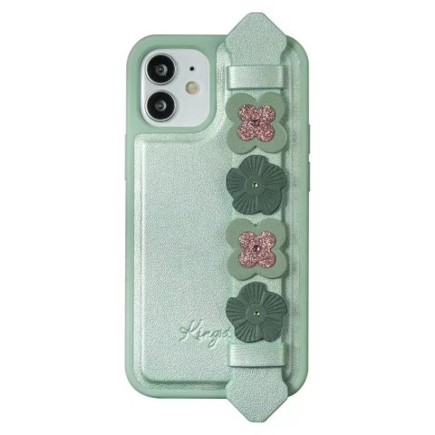 Kingxbar Kingxbar Sweet Series żelowe etui ozdobione oryginalnymi Kryształami Swarovskiego z podstawką iPhone 12 mini zielony Kingxbar Kingxbar Sweet Series żelowe etui ozdobione oryginalnymi Kryształami Swarovskiego z podstawką iPhone 12 mini zielony