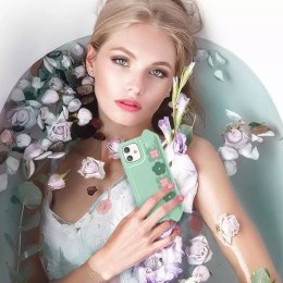 Kingxbar Kingxbar Sweet Series żelowe etui ozdobione oryginalnymi Kryształami Swarovskiego z podstawką iPhone 12 mini zielony