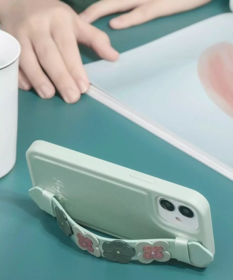 Kingxbar Kingxbar Sweet Series żelowe etui ozdobione oryginalnymi Kryształami Swarovskiego z podstawką iPhone 12 mini zielony Kingxbar Kingxbar Sweet Series żelowe etui ozdobione oryginalnymi Kryształami Swarovskiego z podstawką iPhone 12 mini zielony