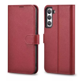 ICarer ICarer Haitang Leather Wallet Case skórzane etui do Samsung Galaxy S22+ (S22 Plus) portfel obudowa pokrowiec czerwony (AKSM05RD)
