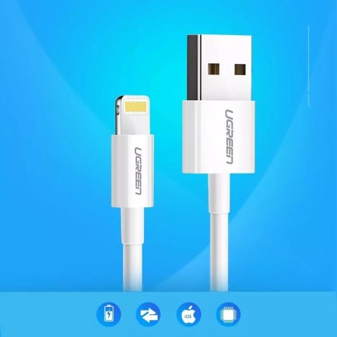 UGreen Ugreen kabel przewód USB - Lightning MFI 1m 2,4A biały (20728) UGreen Ugreen kabel przewód USB - Lightning MFI 1m 2,4A biały (20728)