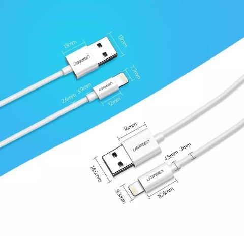 UGreen Ugreen kabel przewód USB - Lightning MFI 1m 2,4A biały (20728) UGreen Ugreen kabel przewód USB - Lightning MFI 1m 2,4A biały (20728)