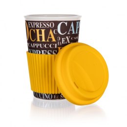 BANQUET KUBEK CERAMICZNY 400ml Z POKRYWĄ SILIKONOWĄ BANQUET GO coffee