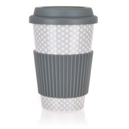 BANQUET KUBEK CERAMICZNY 400ml Z POKRYWĄ SILIKONOWĄ BANQUET GO szary