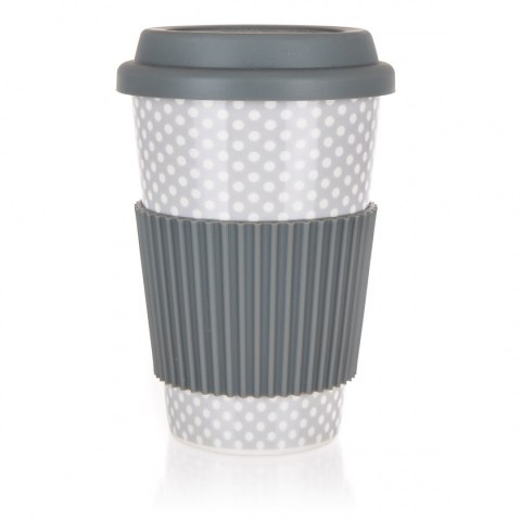 BANQUET KUBEK CERAMICZNY 400ml Z POKRYWĄ SILIKONOWĄ BANQUET GO szary BANQUET KUBEK CERAMICZNY 400ml Z POKRYWĄ SILIKONOWĄ BANQUET GO szary