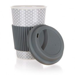 BANQUET KUBEK CERAMICZNY 400ml Z POKRYWĄ SILIKONOWĄ BANQUET GO szary