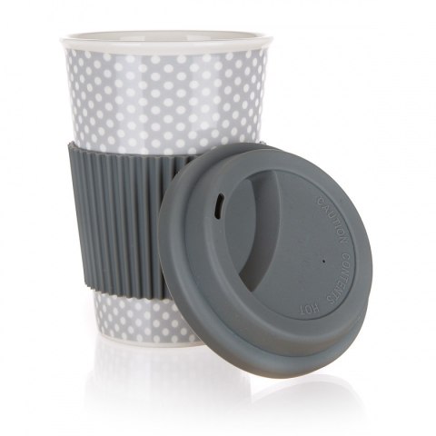 BANQUET KUBEK CERAMICZNY 400ml Z POKRYWĄ SILIKONOWĄ BANQUET GO szary BANQUET KUBEK CERAMICZNY 400ml Z POKRYWĄ SILIKONOWĄ BANQUET GO szary
