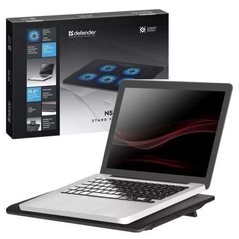 Defender Podkładka chłodząca podstawka pod laptopa Notebooka podświetlenie LED 15.6 cali czarna Defender Podkładka chłodząca podstawka pod laptopa Notebooka podświetlenie LED 15.6 cali czarna