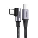 UGreen Ugreen kątowy kabel przewód USB Typ C - USB Typ C Power Delivery 60 W 20 V 3 A 2 m czarno-szary (US255 50125)