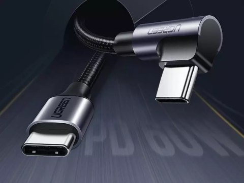UGreen Ugreen kątowy kabel przewód USB Typ C - USB Typ C Power Delivery 60 W 20 V 3 A 2 m czarno-szary (US255 50125) UGreen Ugreen kątowy kabel przewód USB Typ C - USB Typ C Power Delivery 60 W 20 V 3 A 2 m czarno-szary (US255 50125)
