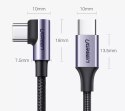 UGreen Ugreen kątowy kabel przewód USB Typ C - USB Typ C Power Delivery 60 W 20 V 3 A 2 m czarno-szary (US255 50125)