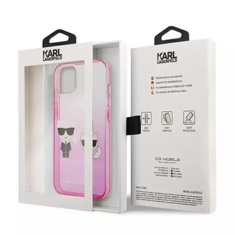 Karl Lagerfeld Karl Lagerfeld KLHCP13STGKCP iPhone 13 mini 5,4" hardcase różowy/pink Gradient Ikonik Karl & Choupette Karl Lagerfeld Karl Lagerfeld KLHCP13STGKCP iPhone 13 mini 5,4" hardcase różowy/pink Gradient Ikonik Karl & Choupette