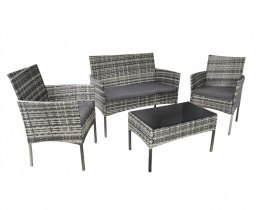 LACESTONE Zestaw Mebli Rattanowych 2 Fotele Stolik Sofa Technorattan Szary Bituxx