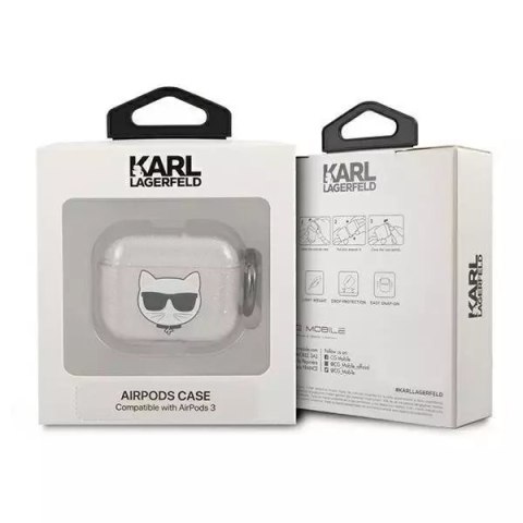 Karl Lagerfeld Karl Lagerfeld KLA3UCHGS AirPods 3 cover srebrny/silver Glitter Choupette Karl Lagerfeld Karl Lagerfeld KLA3UCHGS AirPods 3 cover srebrny/silver Glitter Choupette