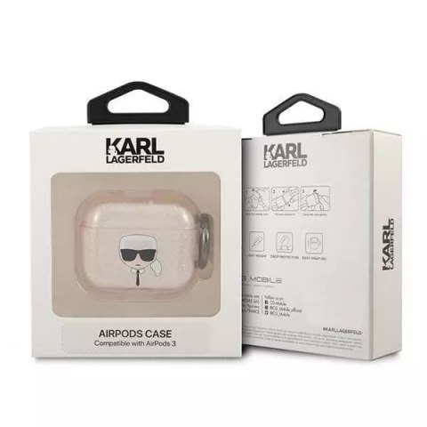 Karl Lagerfeld Karl Lagerfeld KLA3UKHGD AirPods 3 cover złoty/gold Glitter Karl`s Head Karl Lagerfeld Karl Lagerfeld KLA3UKHGD AirPods 3 cover złoty/gold Glitter Karl`s Head