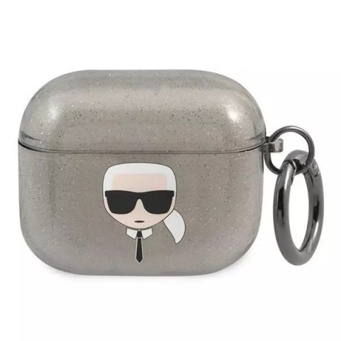Karl Lagerfeld Karl Lagerfeld KLA3UKHGK AirPods 3 cover czarny/black Glitter Karl`s Head Karl Lagerfeld Karl Lagerfeld KLA3UKHGK AirPods 3 cover czarny/black Glitter Karl`s Head