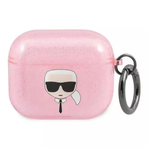 Karl Lagerfeld Karl Lagerfeld KLA3UKHGP AirPods 3 cover różowy/pink Glitter Karl`s Head Karl Lagerfeld Karl Lagerfeld KLA3UKHGP AirPods 3 cover różowy/pink Glitter Karl`s Head