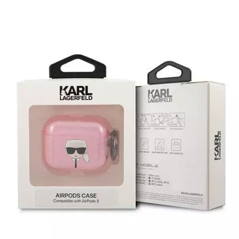 Karl Lagerfeld Karl Lagerfeld KLA3UKHGP AirPods 3 cover różowy/pink Glitter Karl`s Head Karl Lagerfeld Karl Lagerfeld KLA3UKHGP AirPods 3 cover różowy/pink Glitter Karl`s Head