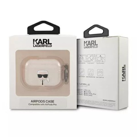 Karl Lagerfeld Karl Lagerfeld KLAPUKHGD AirPods Pro cover złoty/gold Glitter Karl`s Head Karl Lagerfeld Karl Lagerfeld KLAPUKHGD AirPods Pro cover złoty/gold Glitter Karl`s Head