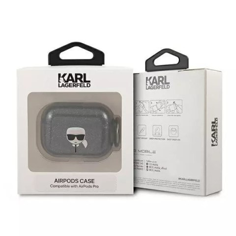 Karl Lagerfeld Karl Lagerfeld KLAPUKHGK AirPods Pro cover czarny/black Glitter Karl`s Head Karl Lagerfeld Karl Lagerfeld KLAPUKHGK AirPods Pro cover czarny/black Glitter Karl`s Head
