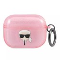 Karl Lagerfeld Karl Lagerfeld KLAPUKHGP AirPods Pro cover różowy/pink Glitter Karl`s Head